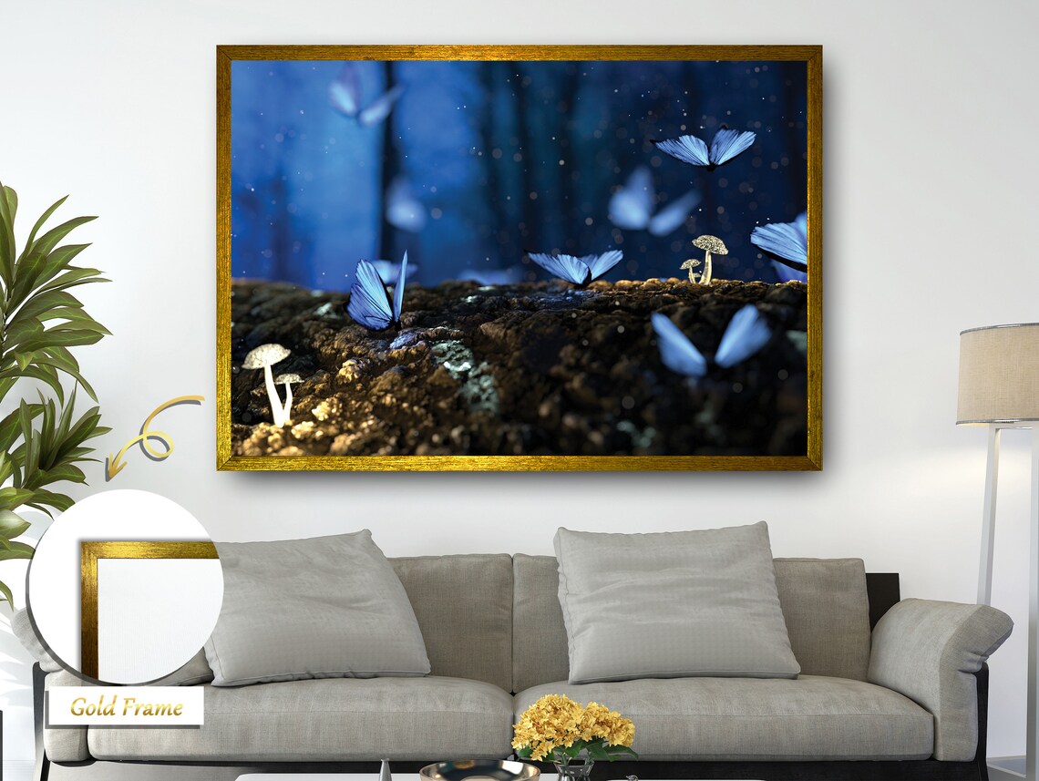 Luminous Night In The Forest, Firefly Butterflies Art Print - Image 5