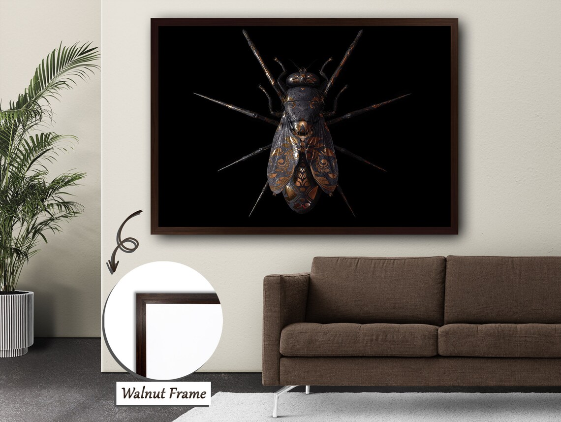 Elegance In Abstraction Copper Patterned Fly Art Print - Image 4