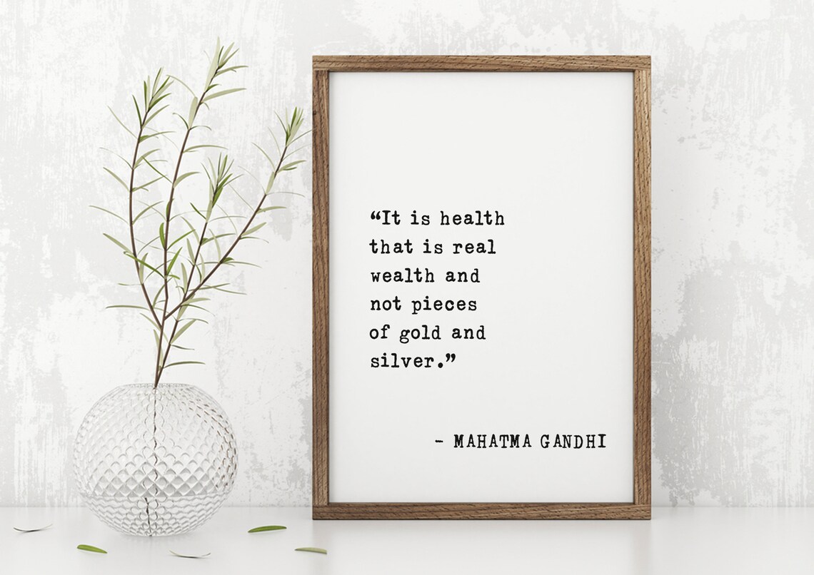 Mahatma Gandhi Health Is Real Wealth Fitness Wellness Quote Poster - Image 4