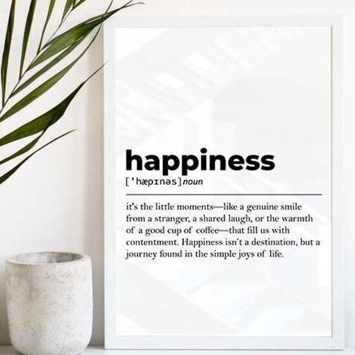 Happiness Dictionary Definition Poster Simple Joys Quote Home Decor
