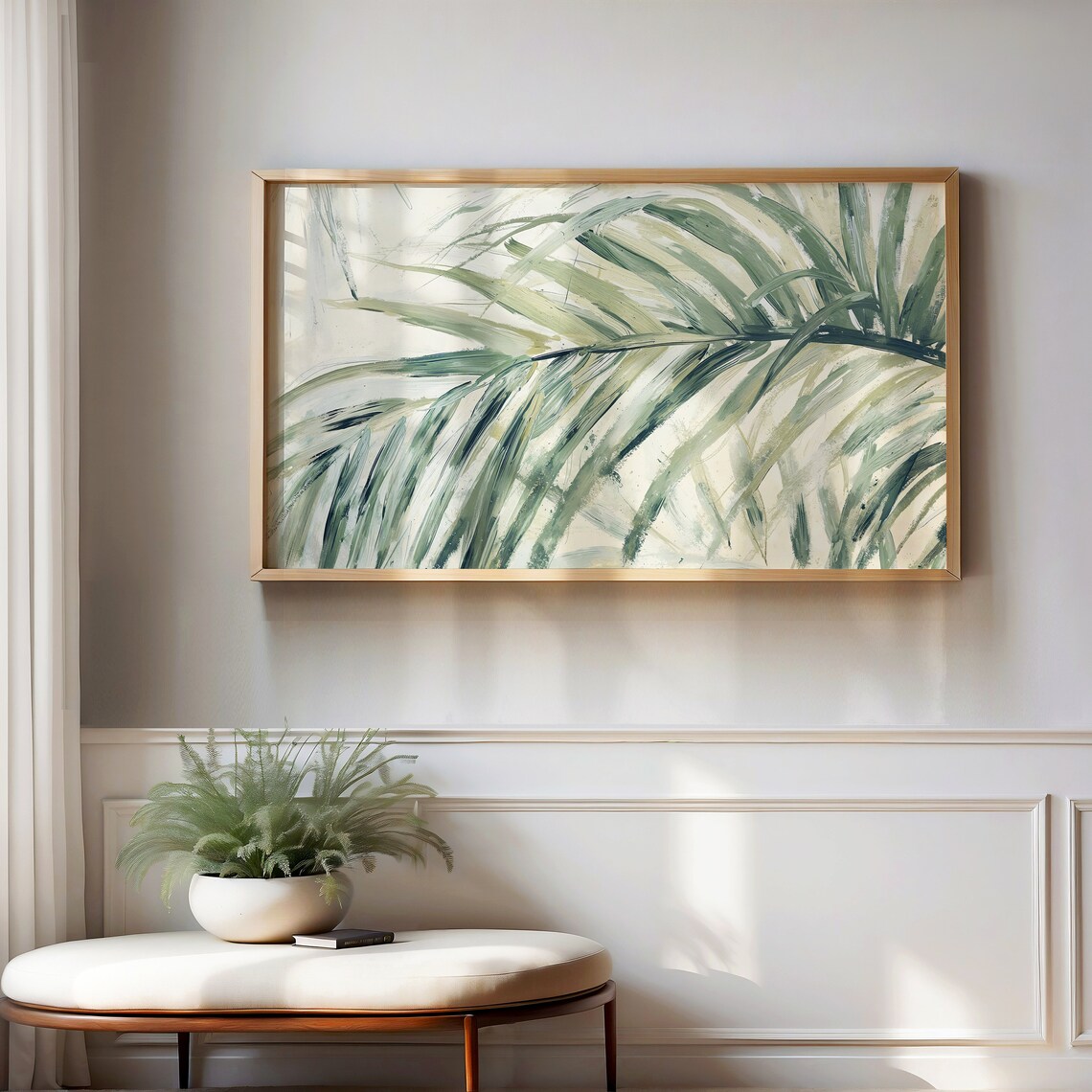 Abstract Palm Fronds Painting Sage Green Botanical Art Poster - Image 4