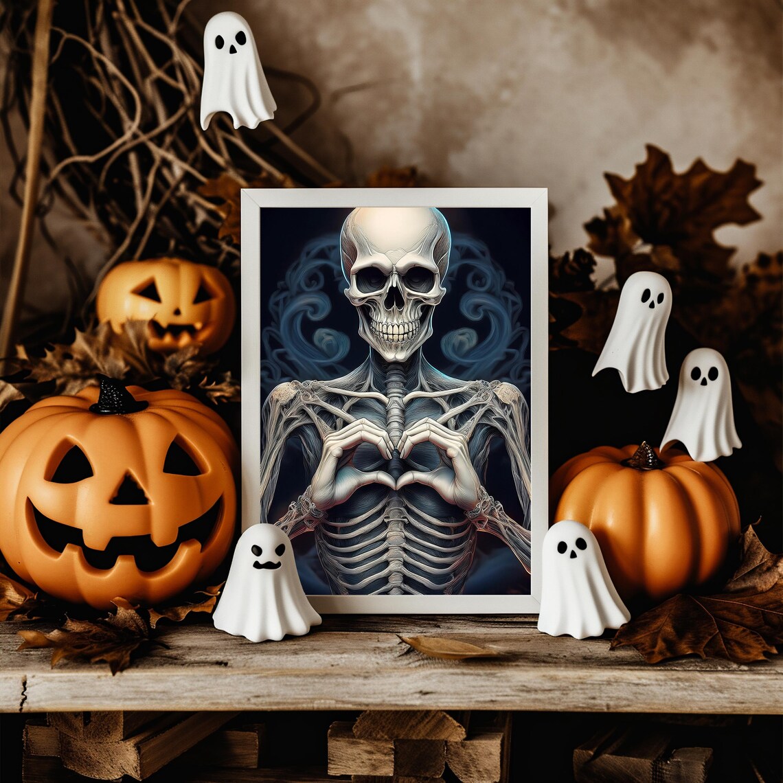 Skeleton Art, Funny Halloween Wall Print - Image 2