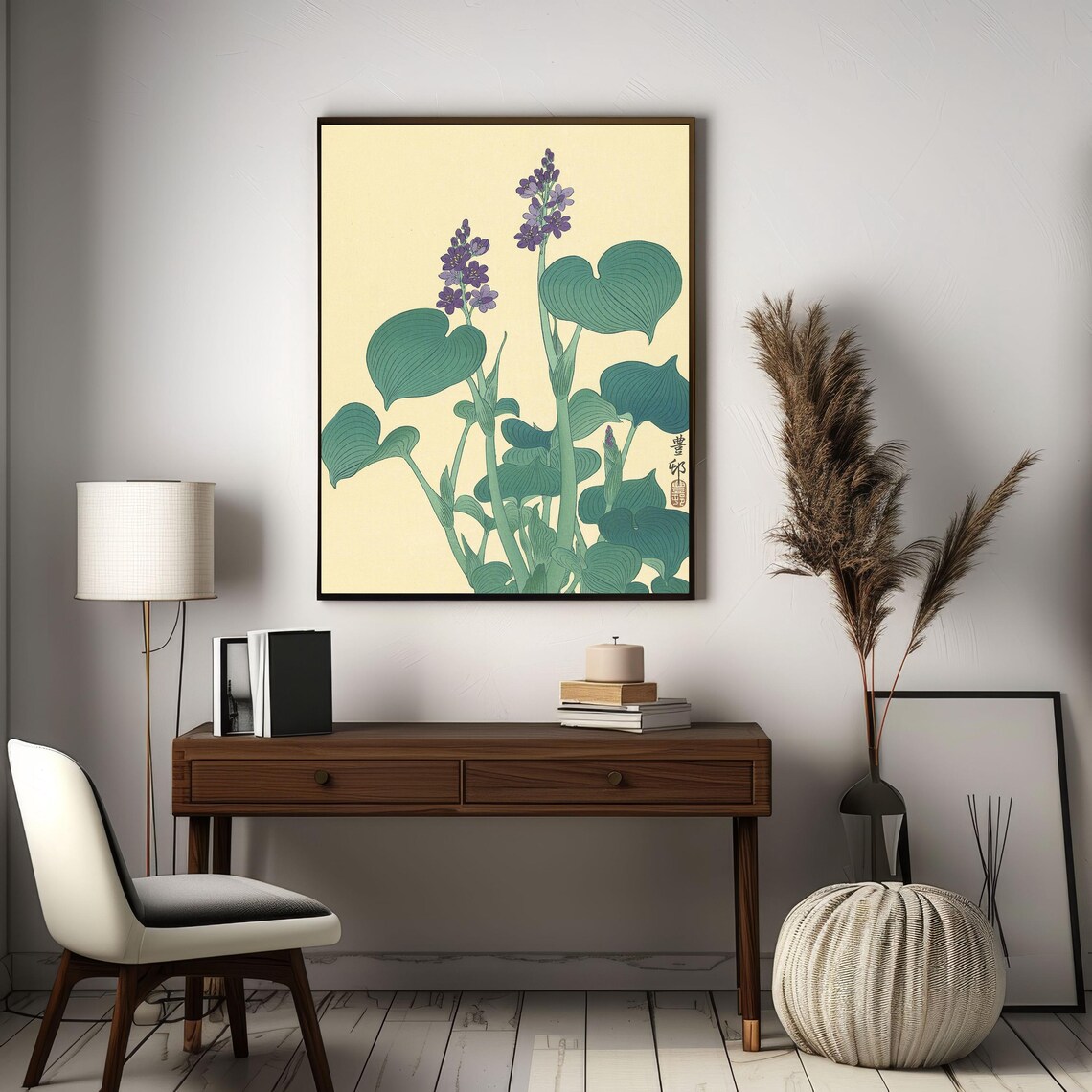 Flowering Hosta Vintage Japanese Botanical Purple Green Plant Poster - Image 6