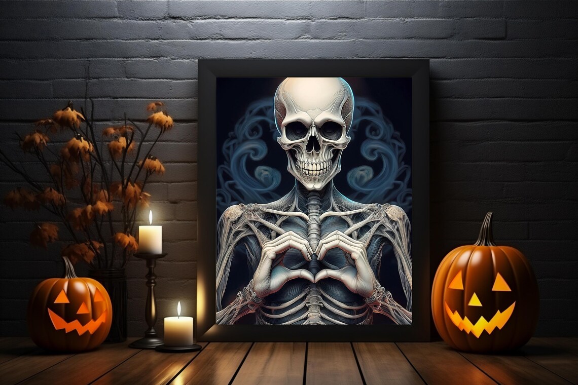 Skeleton Art, Funny Halloween Wall Print - Image 4