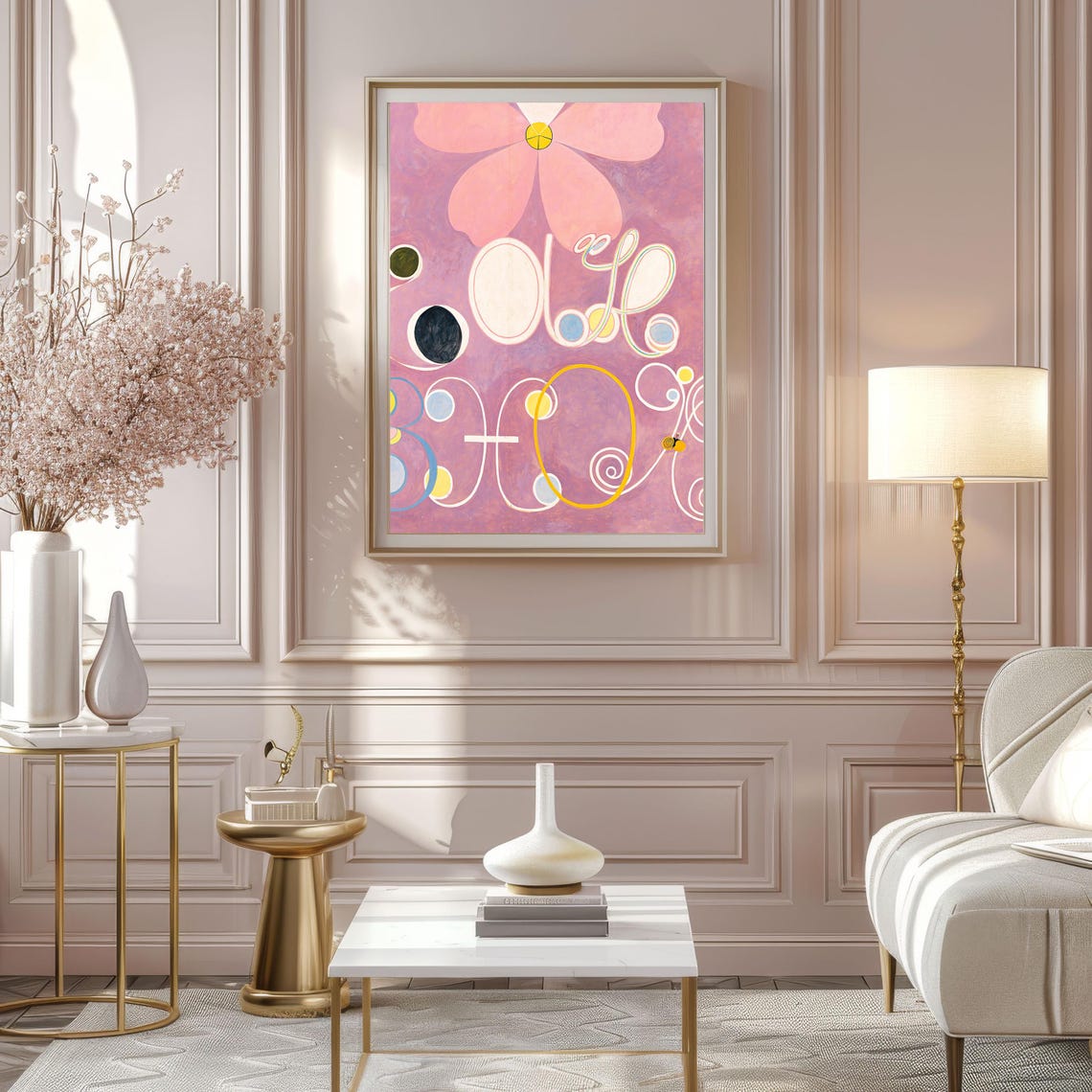 Hilma af Klint Pink Organic Script Abstract Vintage Wall Art Poster - Image 2