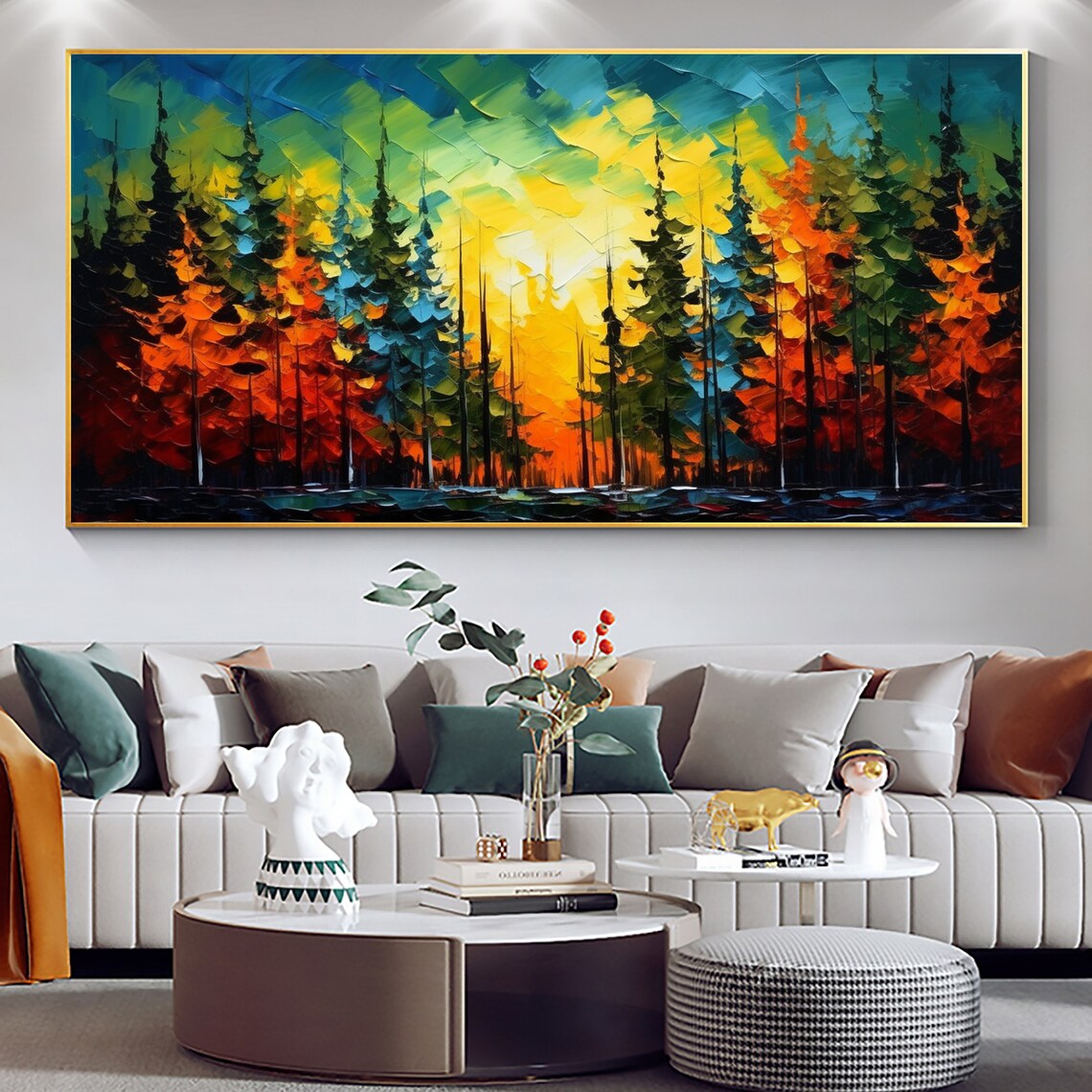 Custom Forest Oil Painting, Colorful Tree Wall Art Print - Image 5