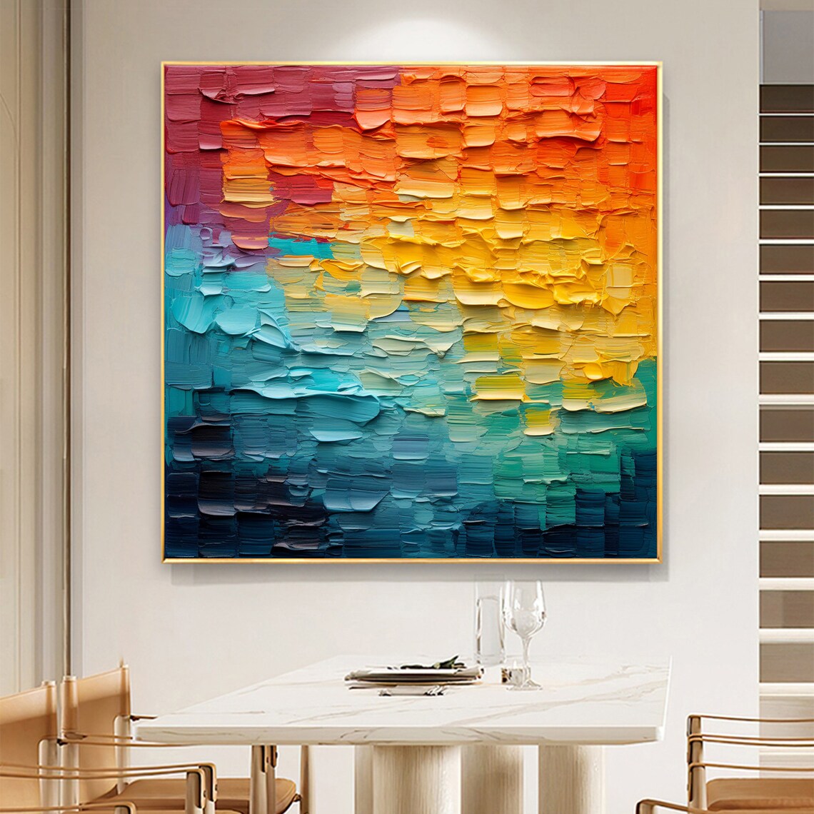 Sunset Gradient Abstract Impasto Textured Oil Painting Poster - Image 8