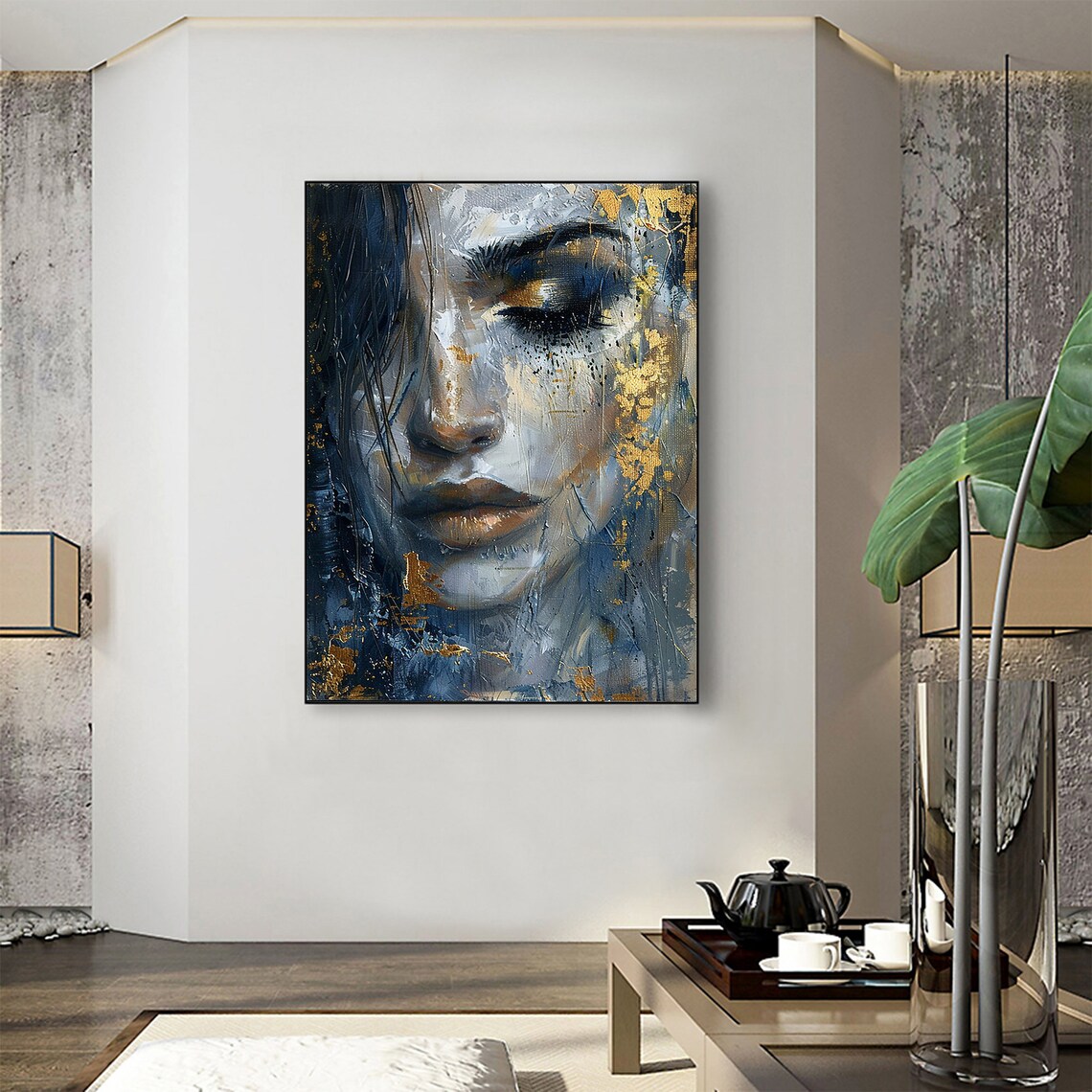 Custom Abstract Girl Face Oil Painting, Bedroom Art Print - Image 3