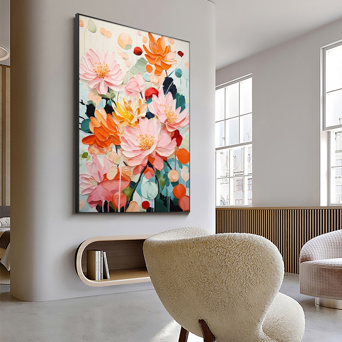 Minimalist Flower Oil Painting, Modern Floral Art Print - Image 7