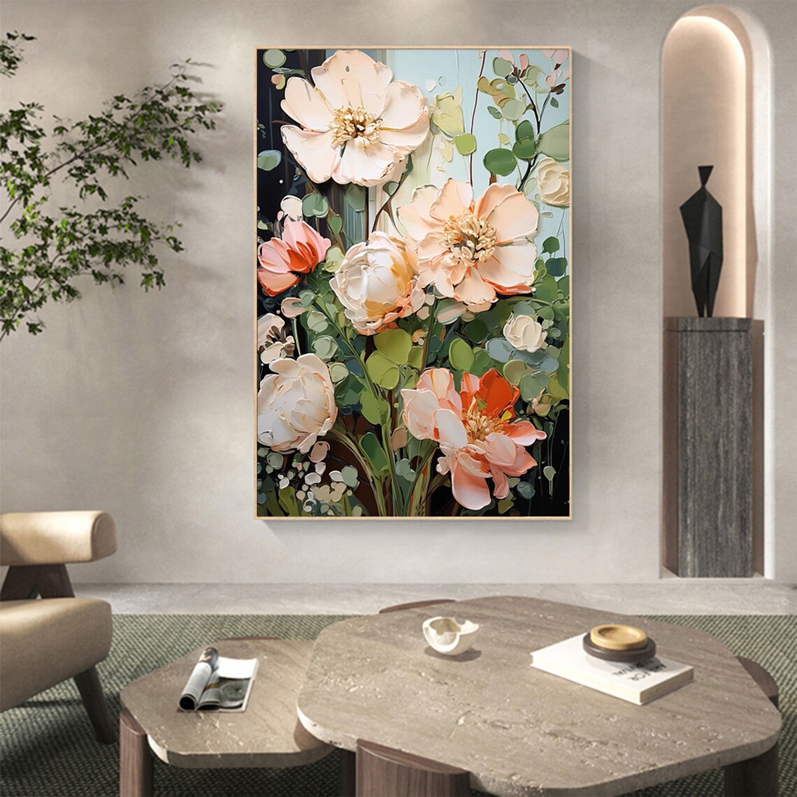 Abstract Flower Oil Painting, Minimalist Floral Print - Image 8