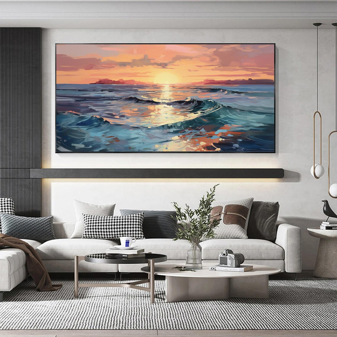 Golden Sunset Ocean Waves Reflecting Sunlight Seascape Poster - Image 3