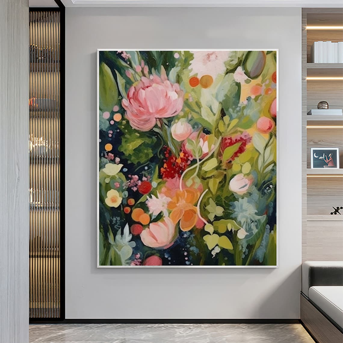 Green Flower Oil Painting, Boho Floral Art Print - Image 5