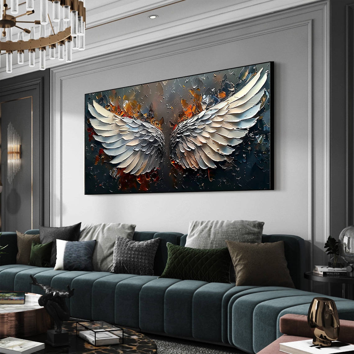 Abstract Angel Wing Oil Painting, Boho Art Print - Image 7
