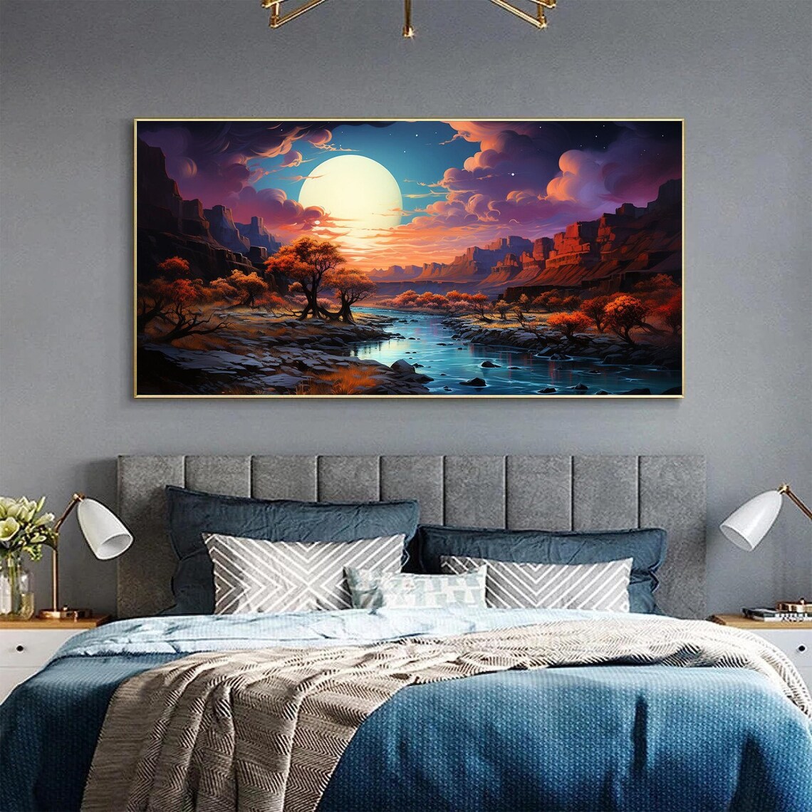 Abstract Mountain Landscape, Minimalist Oil Print - Image 4