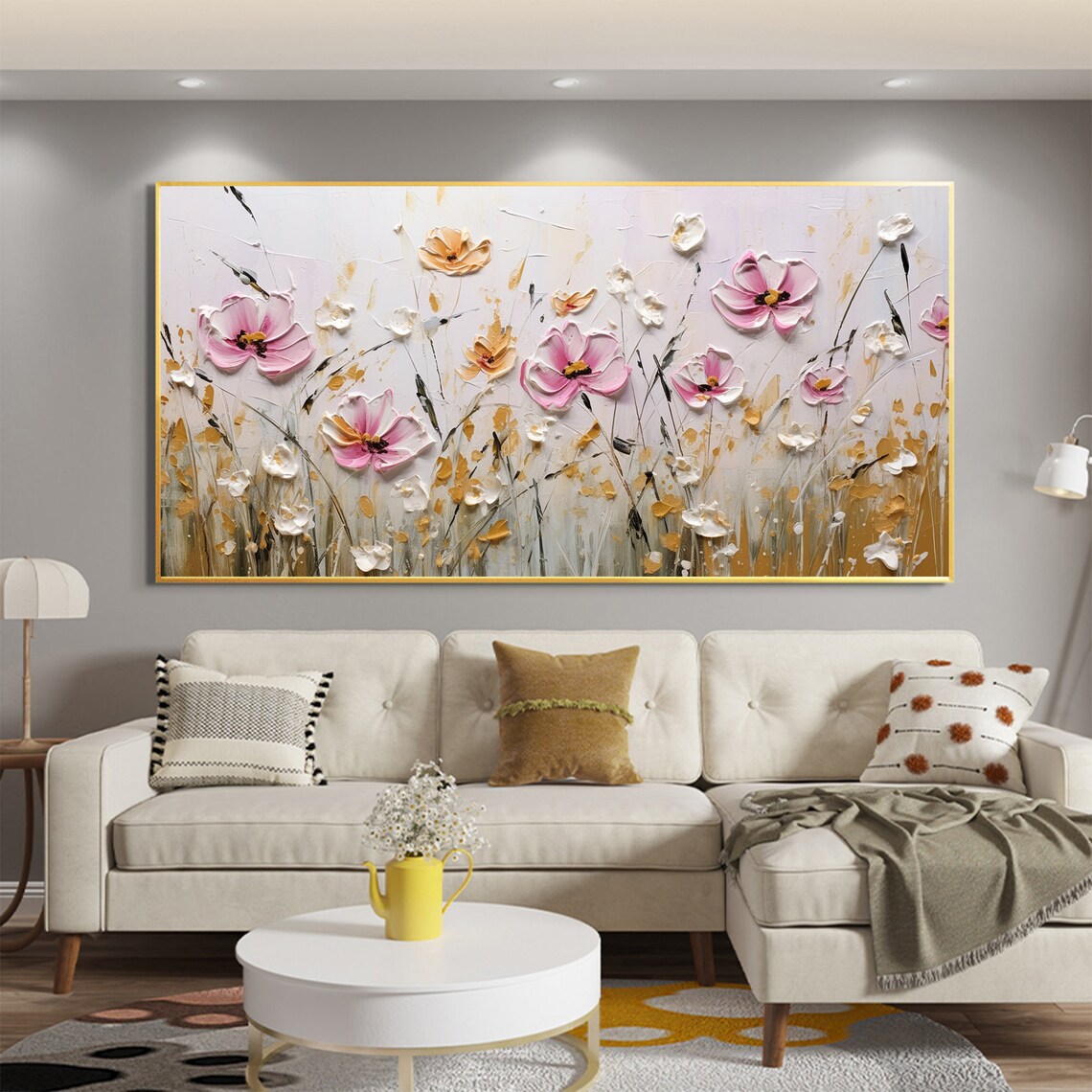Pink White Wildflower Bloom Field Soft Impasto Floral Poster - Image 7