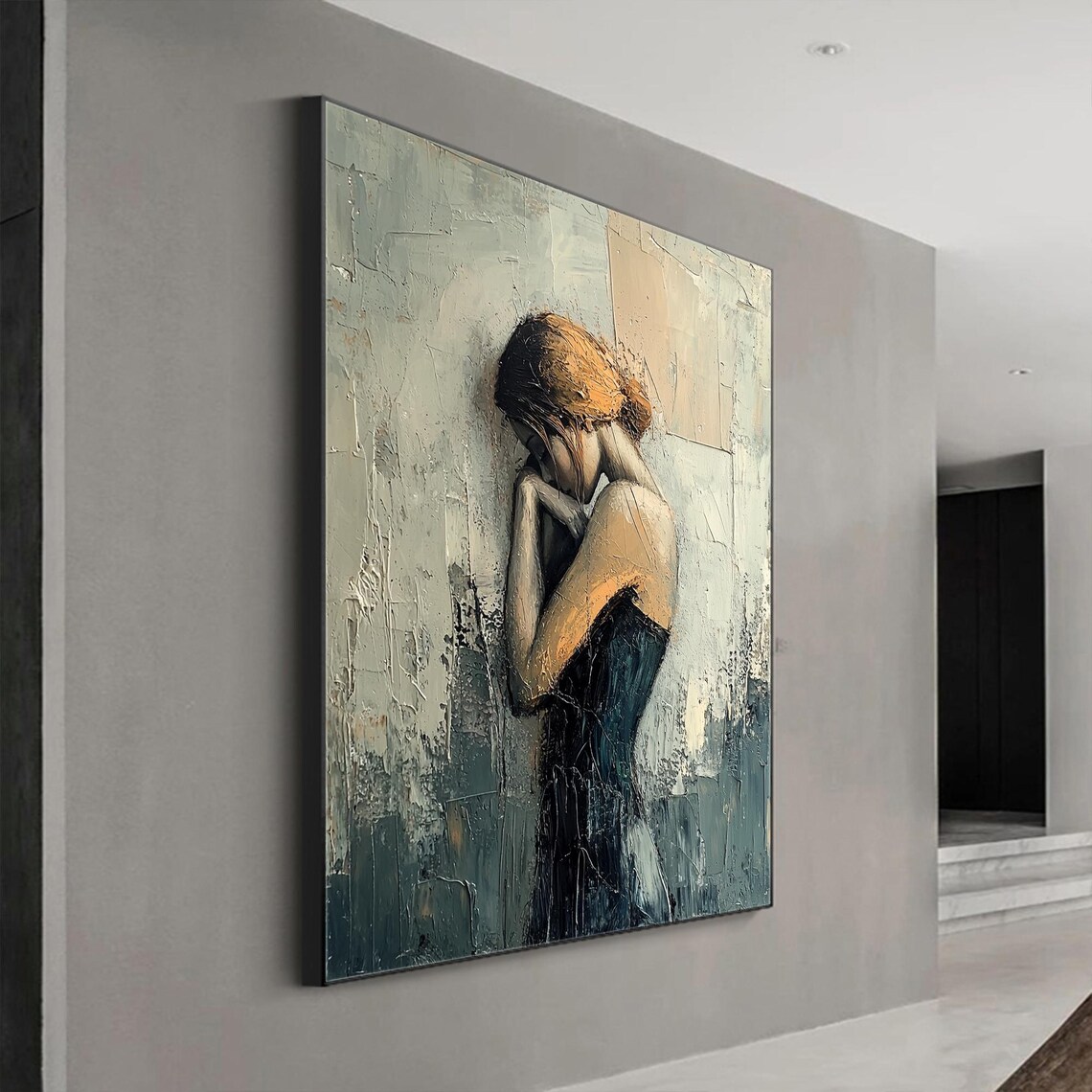 Blonde Girl Abstract Oil-Painting Portrait Art Print - Image 7