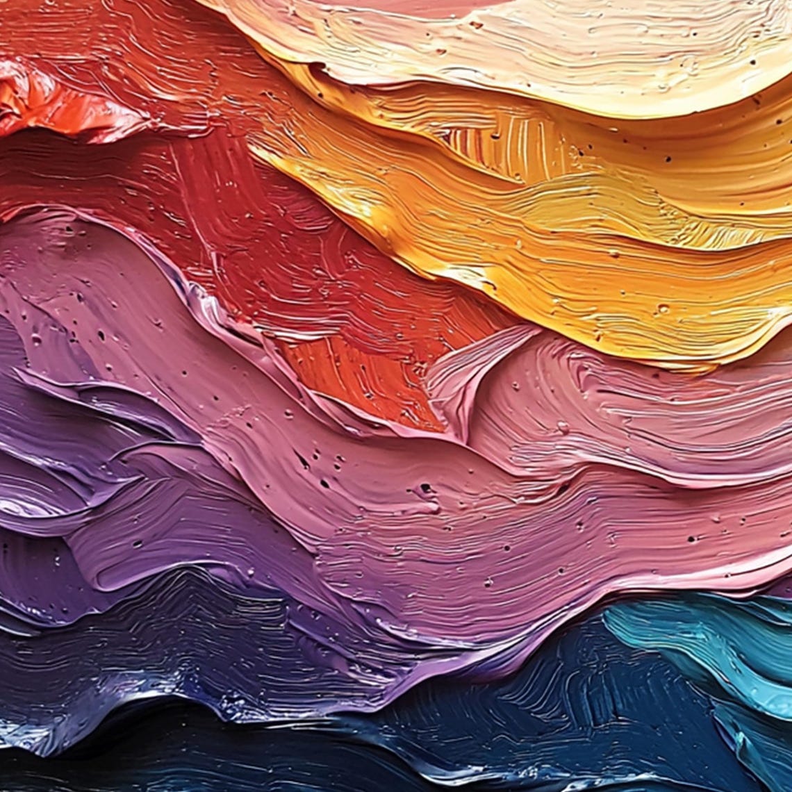 Rainbow Ocean Wave Sunset Gradient Textured Abstract Art Poster - Image 8