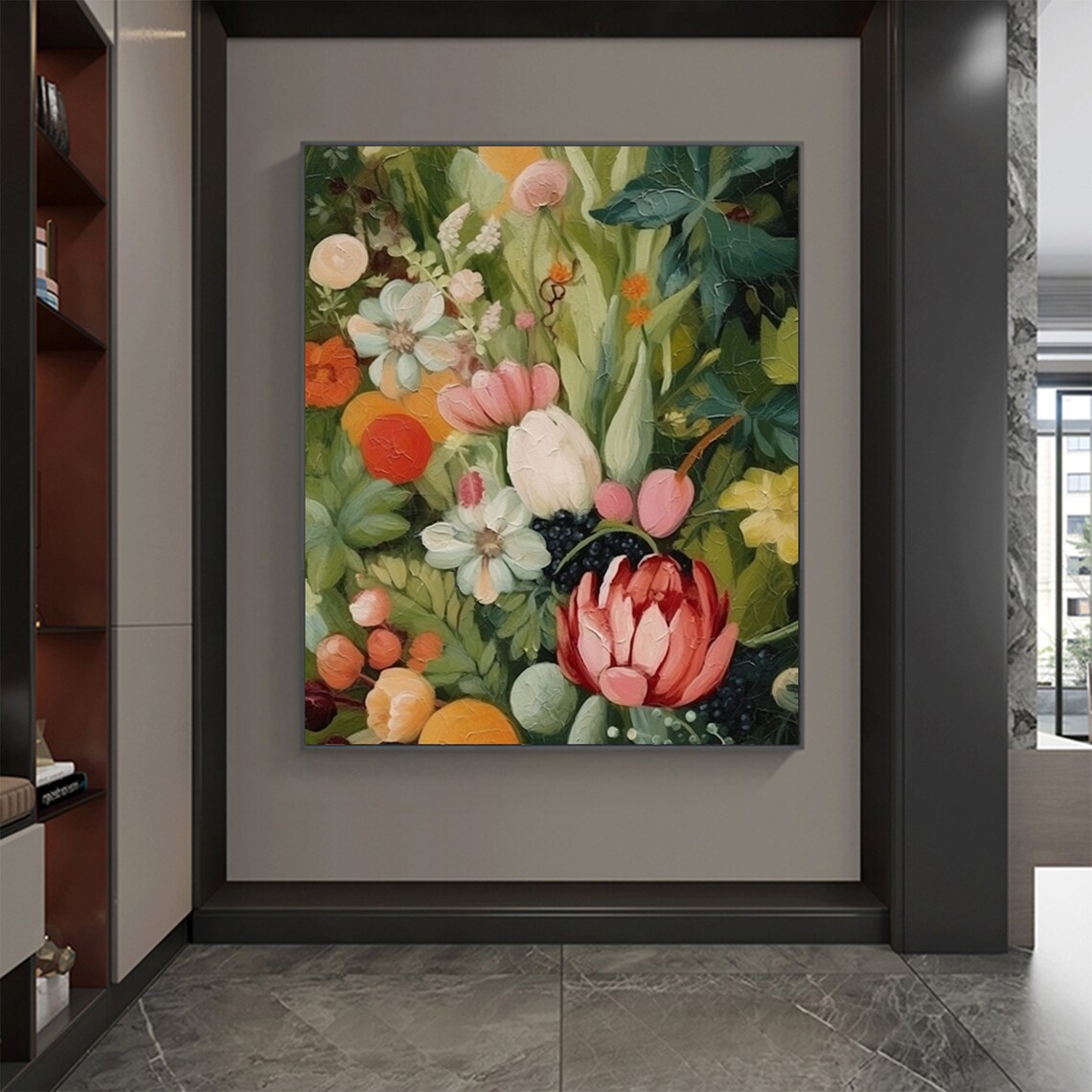 Abstract Green Flowers, Modern Floral Wall Art Print - Image 8