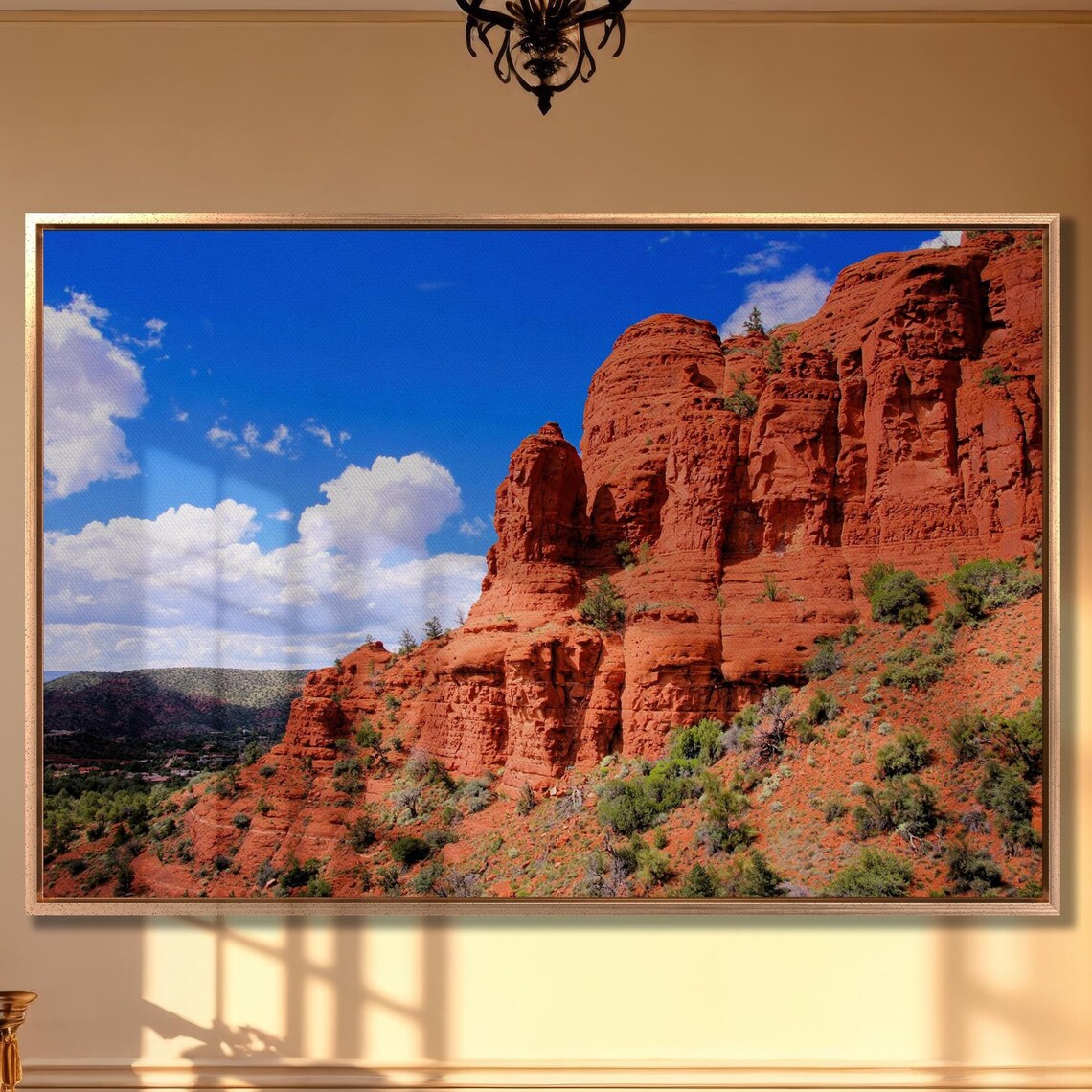 Sedona Red Rock Cliffs Under A Bright Blue Sky Desert Art Poster