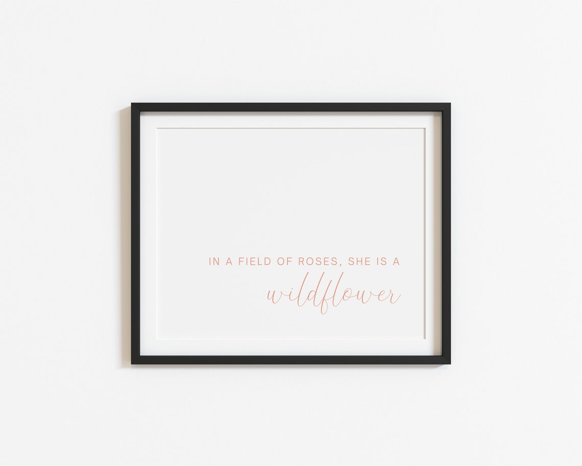 In A Field Of Roses She Is A Wildflower Nursery Print Boho Girl Nursery Wall Art Boho Baby Girl Decor Baby Girl Nursery Quote - Image 3
