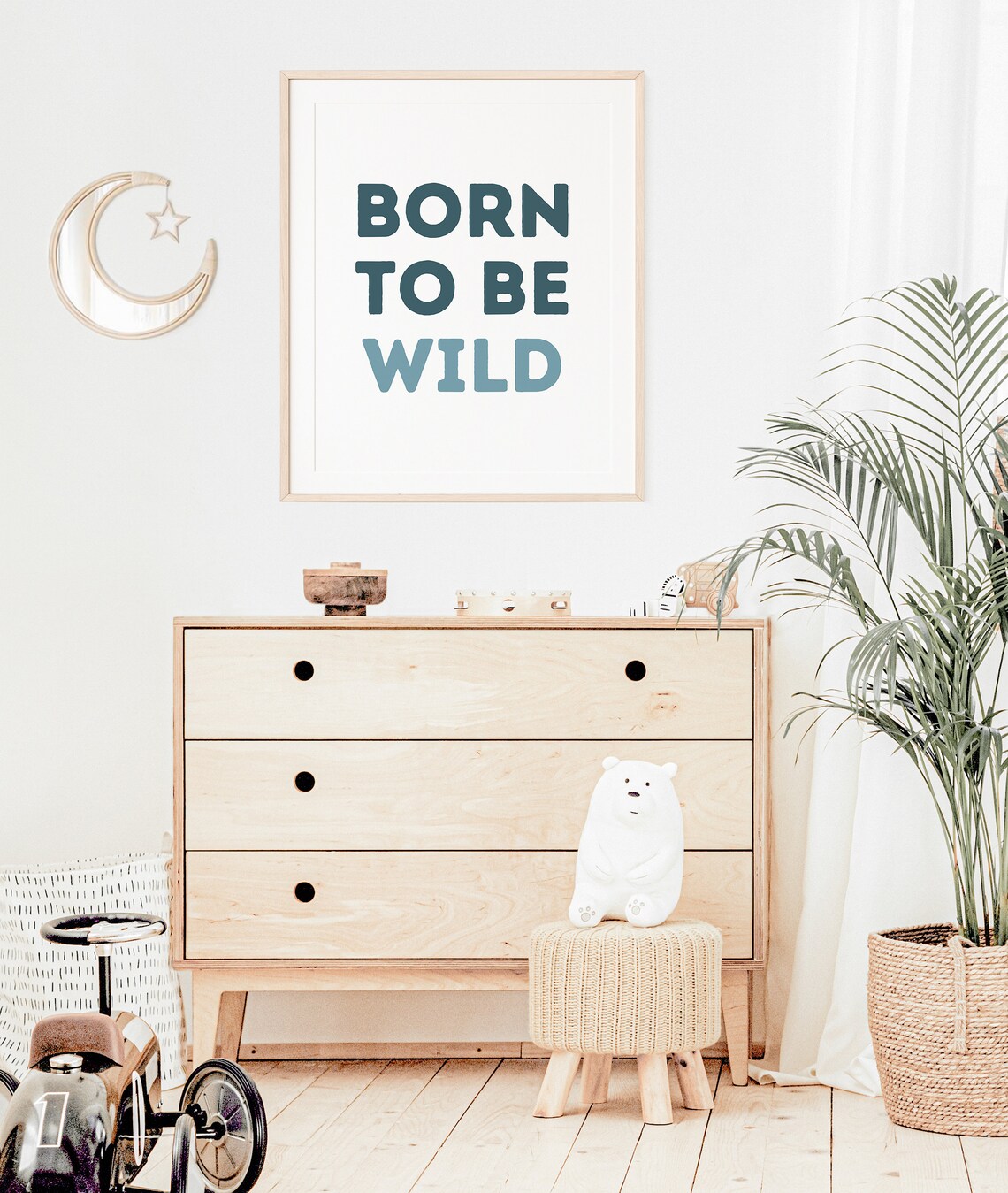 Born To Be Wild Teal Blue Lettering Kids Room Nursery Framed Poster - Image 2