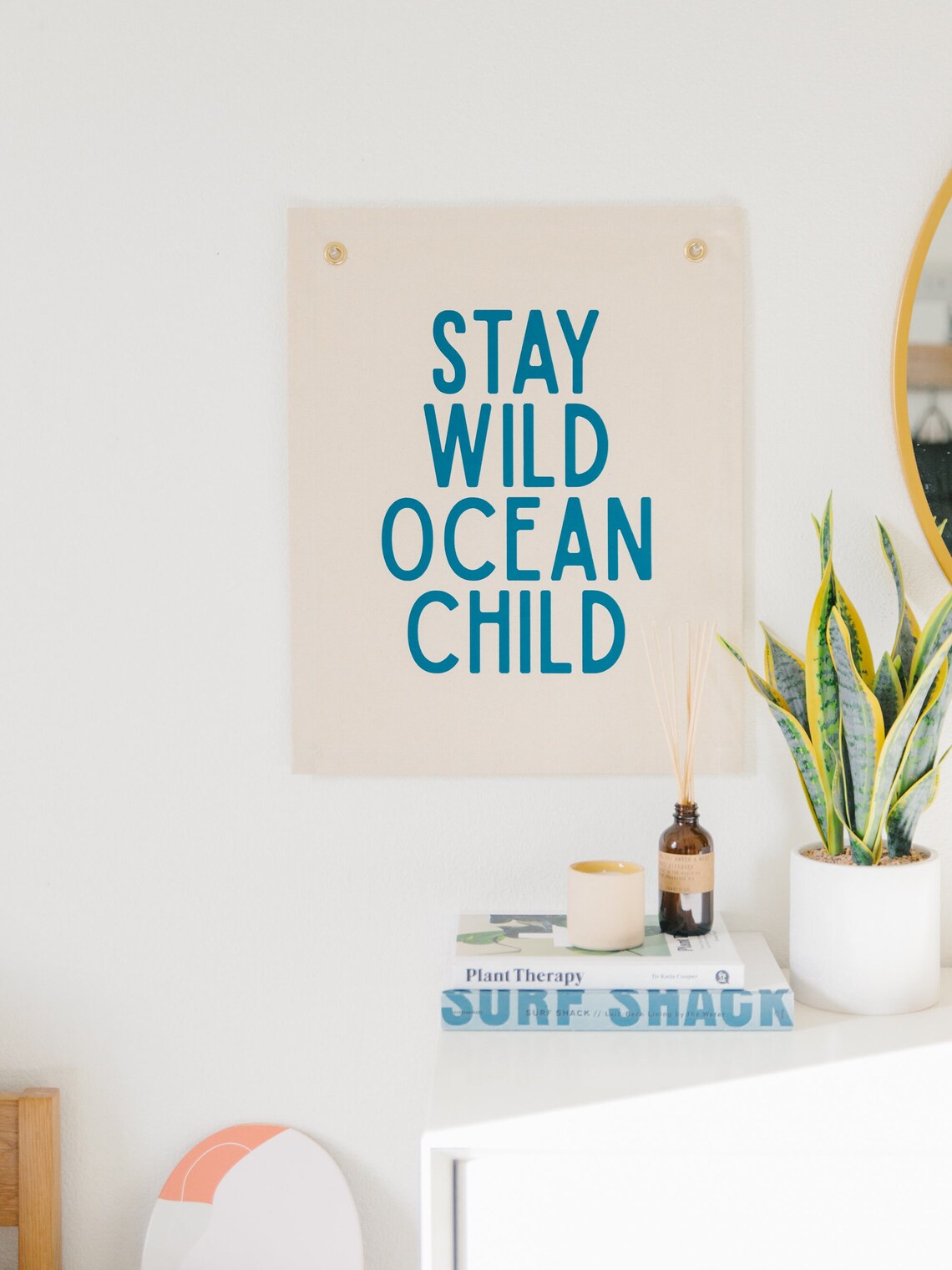 Stay Wild Ocean Child Turquoise Canvas Flag Wall Art for Nursery - Image 3