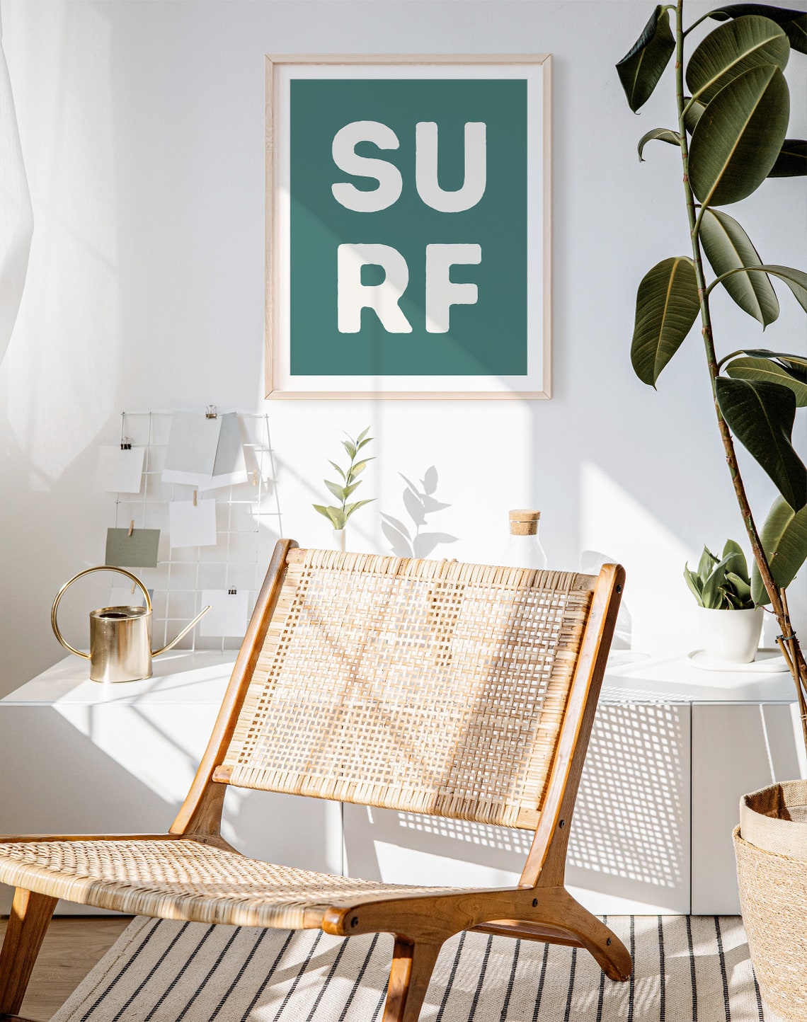 Surf Split Block White on Teal Framed Poster for Boys Bedroom Wall - Image 2