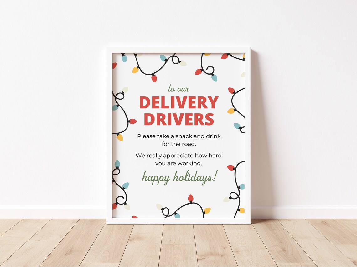 To Our Delivery Drivers Snack Sign Christmas Print Two Design Options - Image 3
