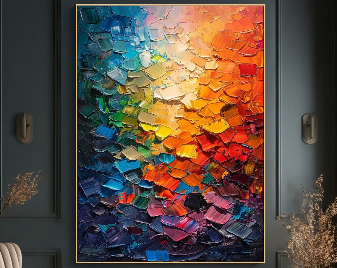 Vibrant Abstract Impasto, Modern Expressionist Art Print