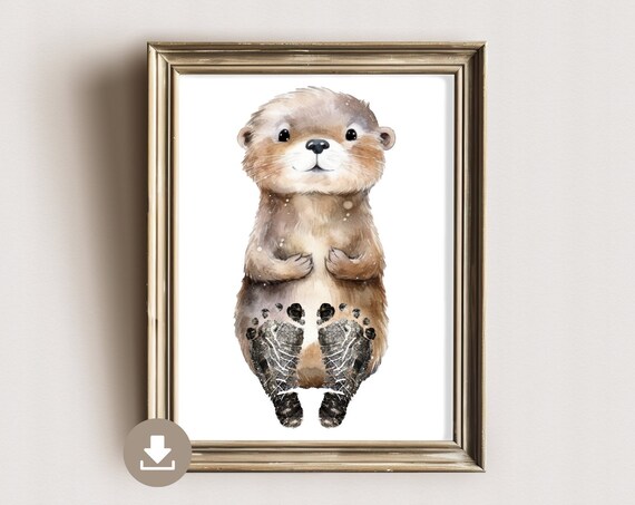 Baby Footprint Otter Prints Nursery Art Print