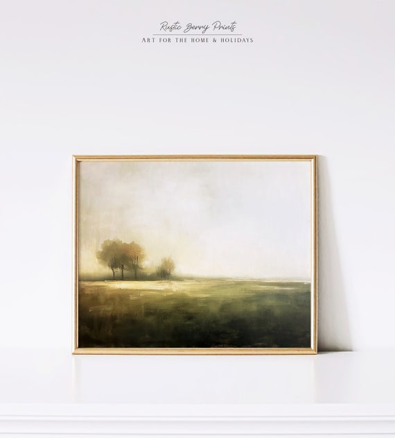 Vintage Landscape Oil Painting Wall Art Vintage Print Cottagecore Farmhouse Decor Warm Tone Print Instant