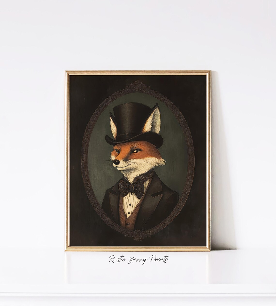 Red Fox Top Hat Bow Tie Tuxedo Vintage Victorian Woodland Portrait Art Poster - Image 2