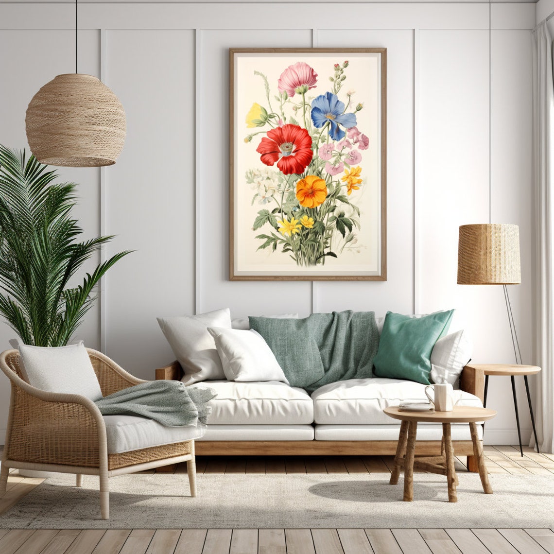 Vintage Floral Print Art Botanical Print Bedroom Wall Art Vintage Botanical Art Farmhouse Cottage Flower Print Wildflowers - Image 6