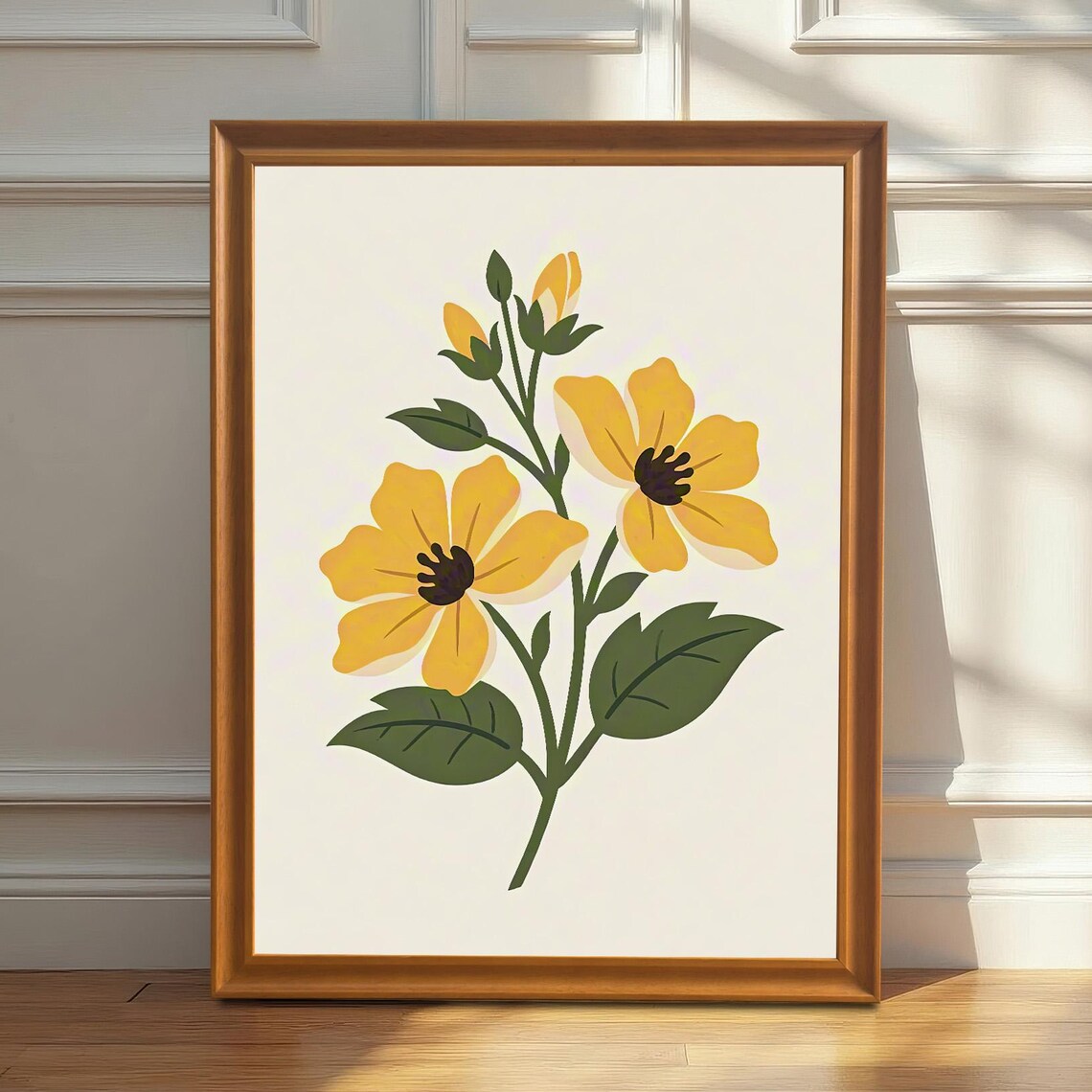 Minimalist Yellow Floral Illustration Art Print