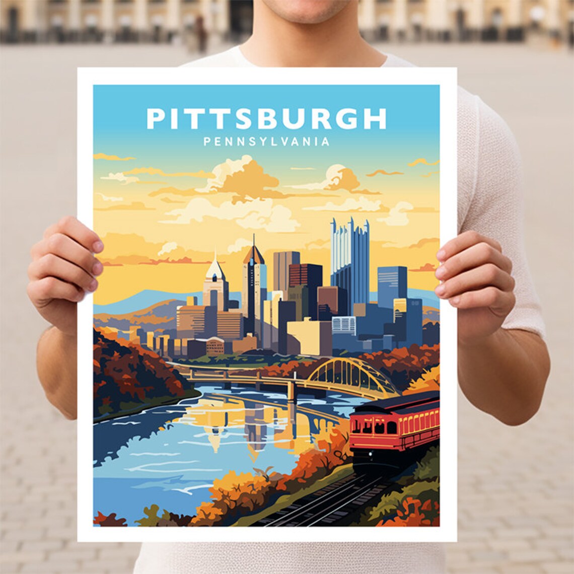 Pittsburgh Pennsylvania Travel Poster, Travel Poster