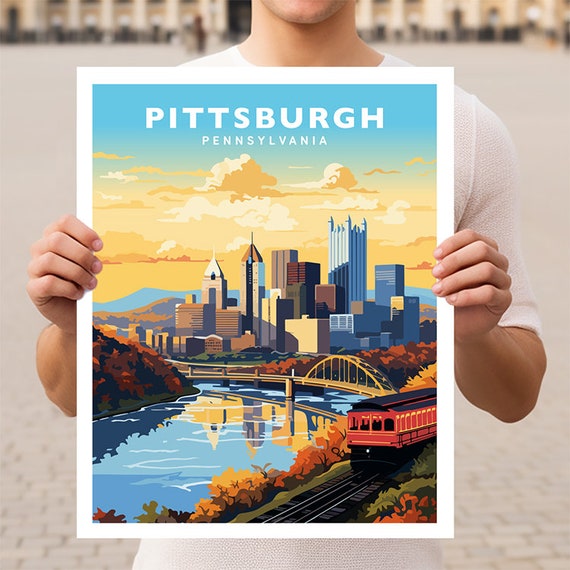 Pittsburgh Pennsylvania Travel Poster, Travel Poster