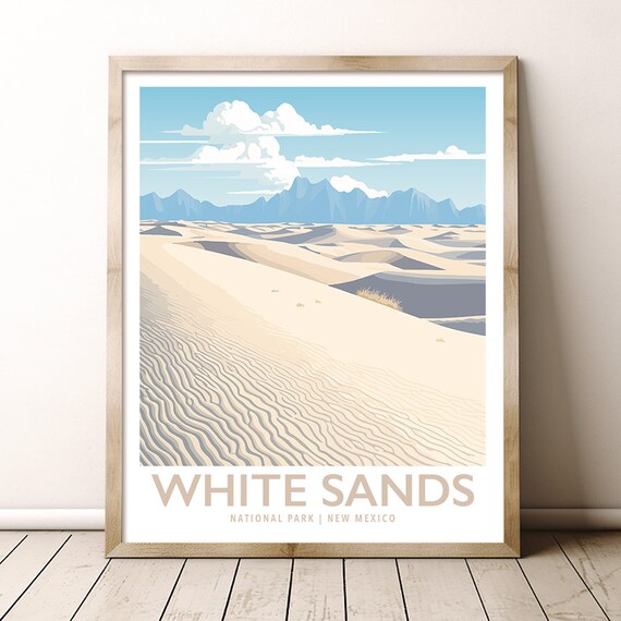 White Sands National Park New Mexico Gypsum Dunes Vintage Poster