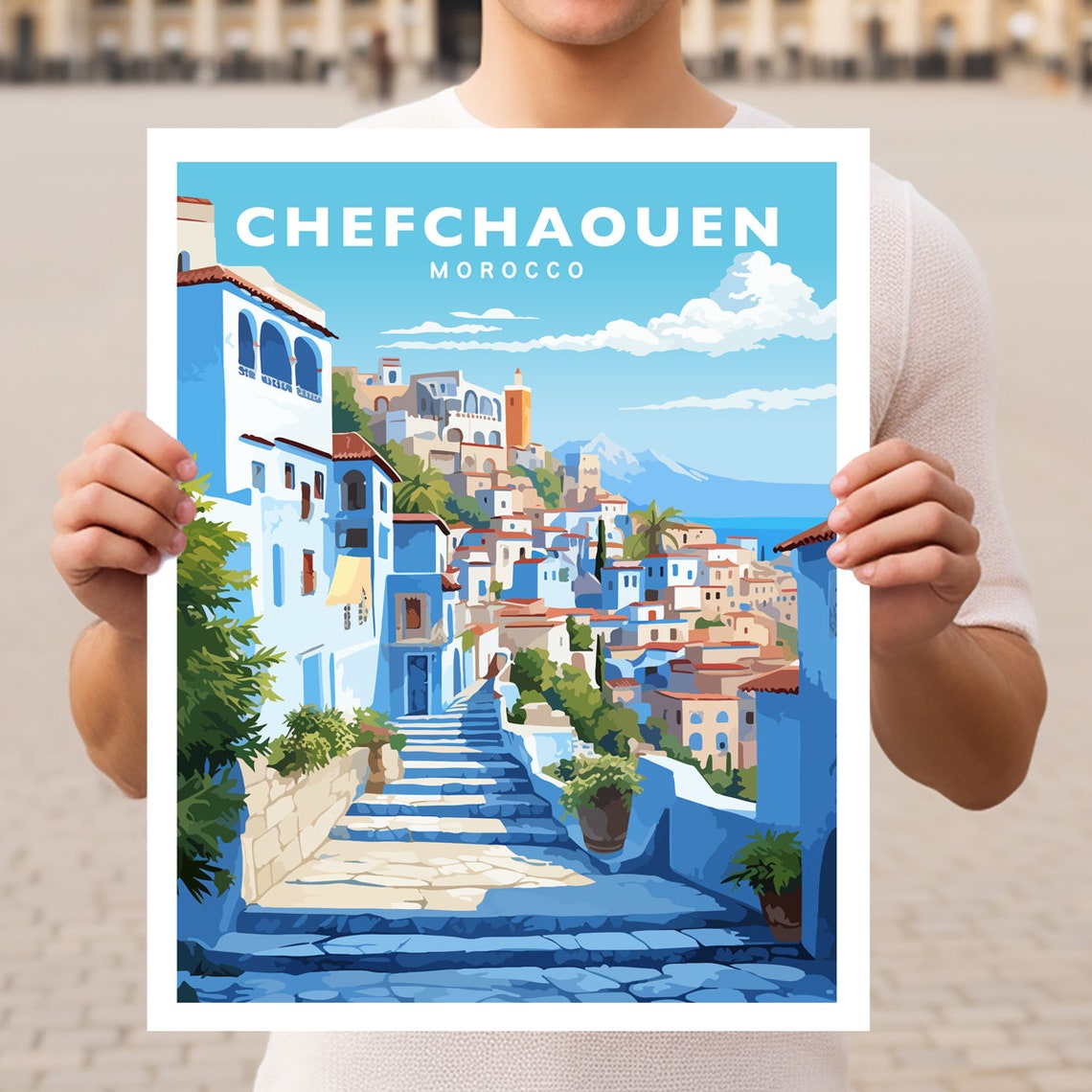 Chefchaouen Morocco Travel Wall Art Poster Print