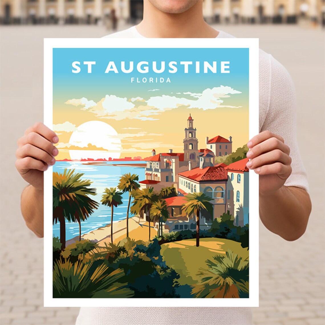 St Augustine Florida Travel Poster, USA Landmark