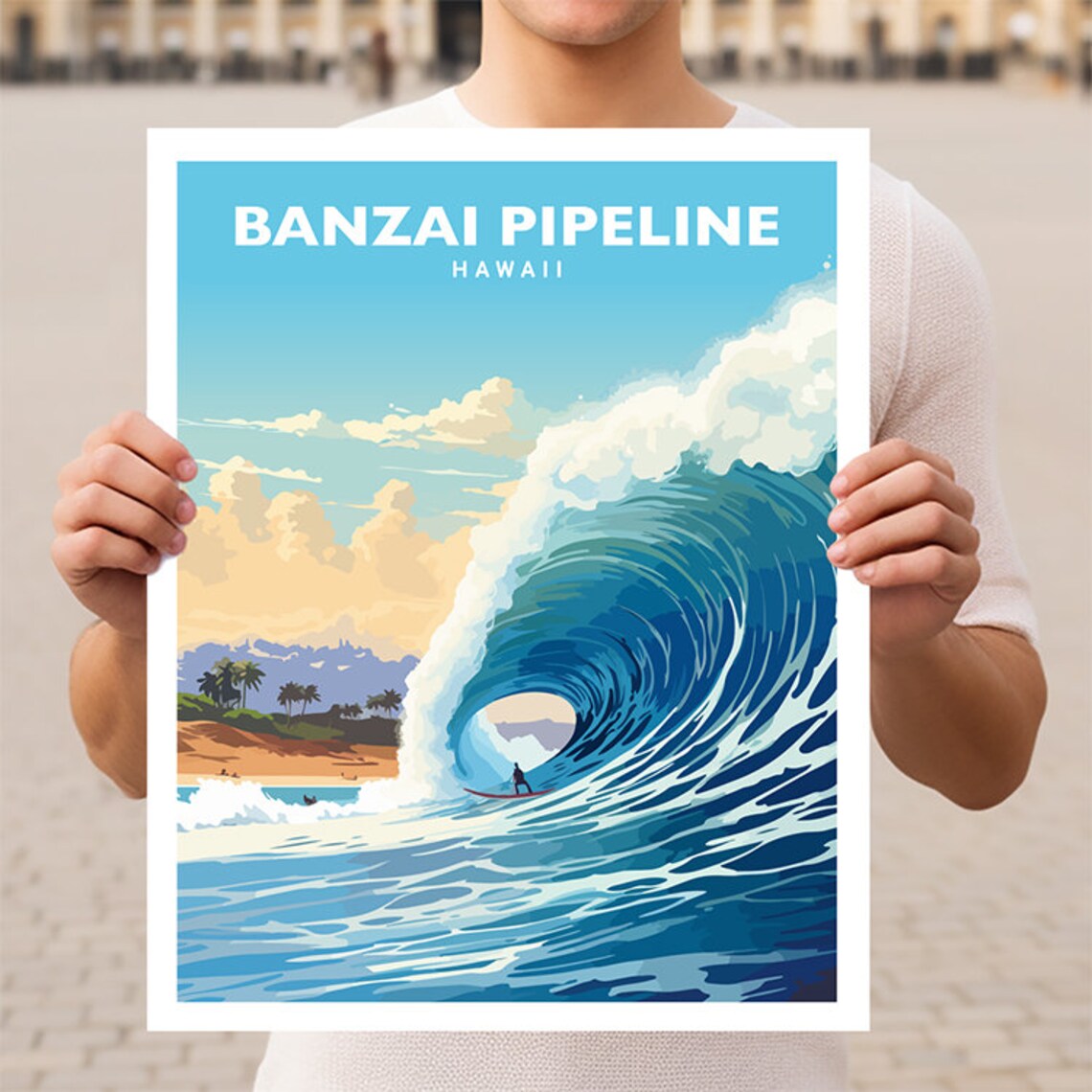 Banzai Pipeline Hawaii North Shore Oahu Travel Poster