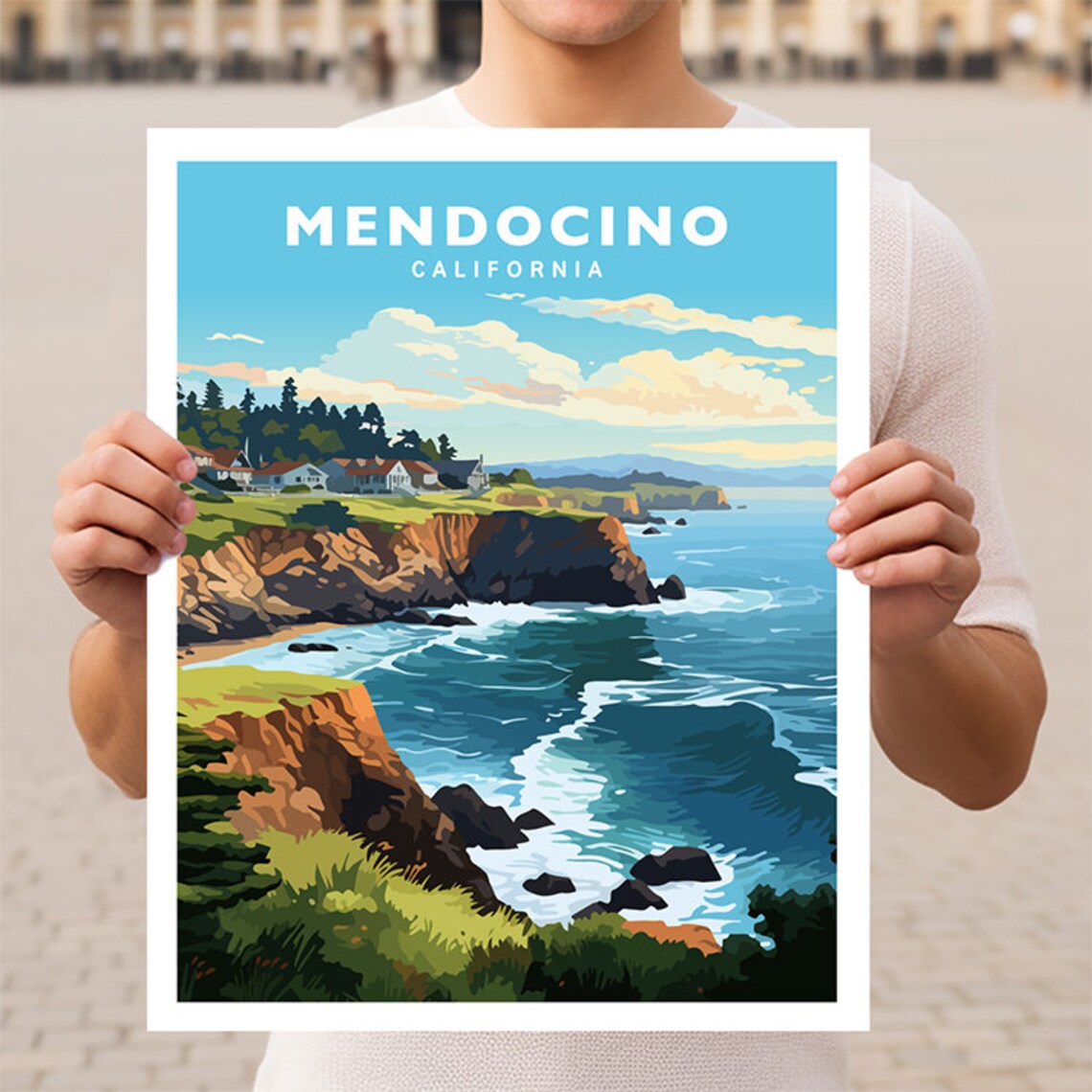 Mendocino California Travel Poster Print