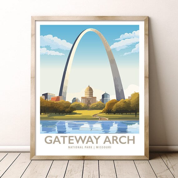Gateway Arch National Park Missouri St Louis Skyline Vintage Poster