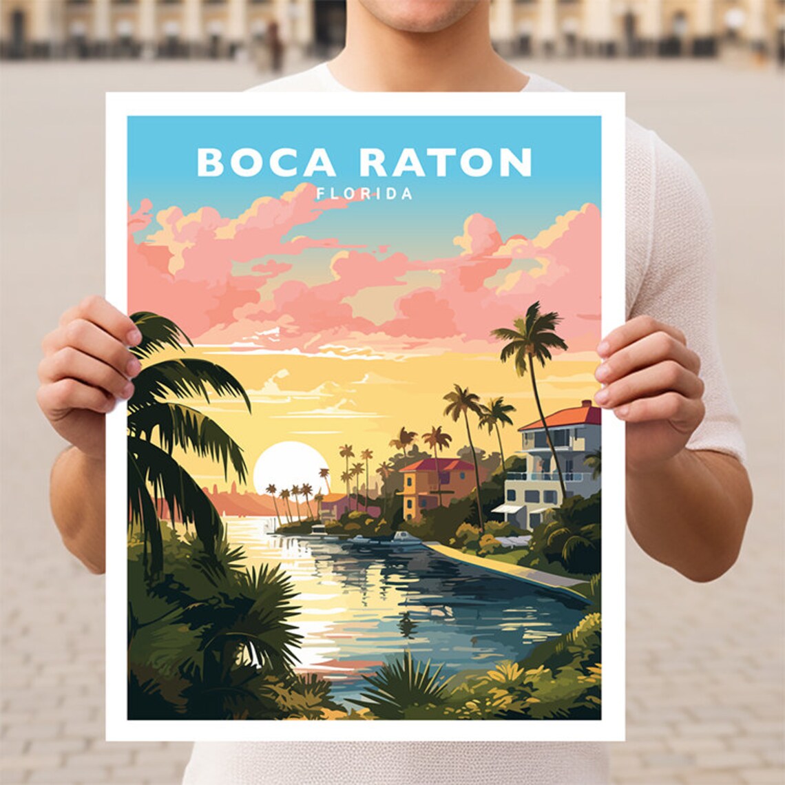 Boca Raton Florida Travel Poster, Wall Art Print