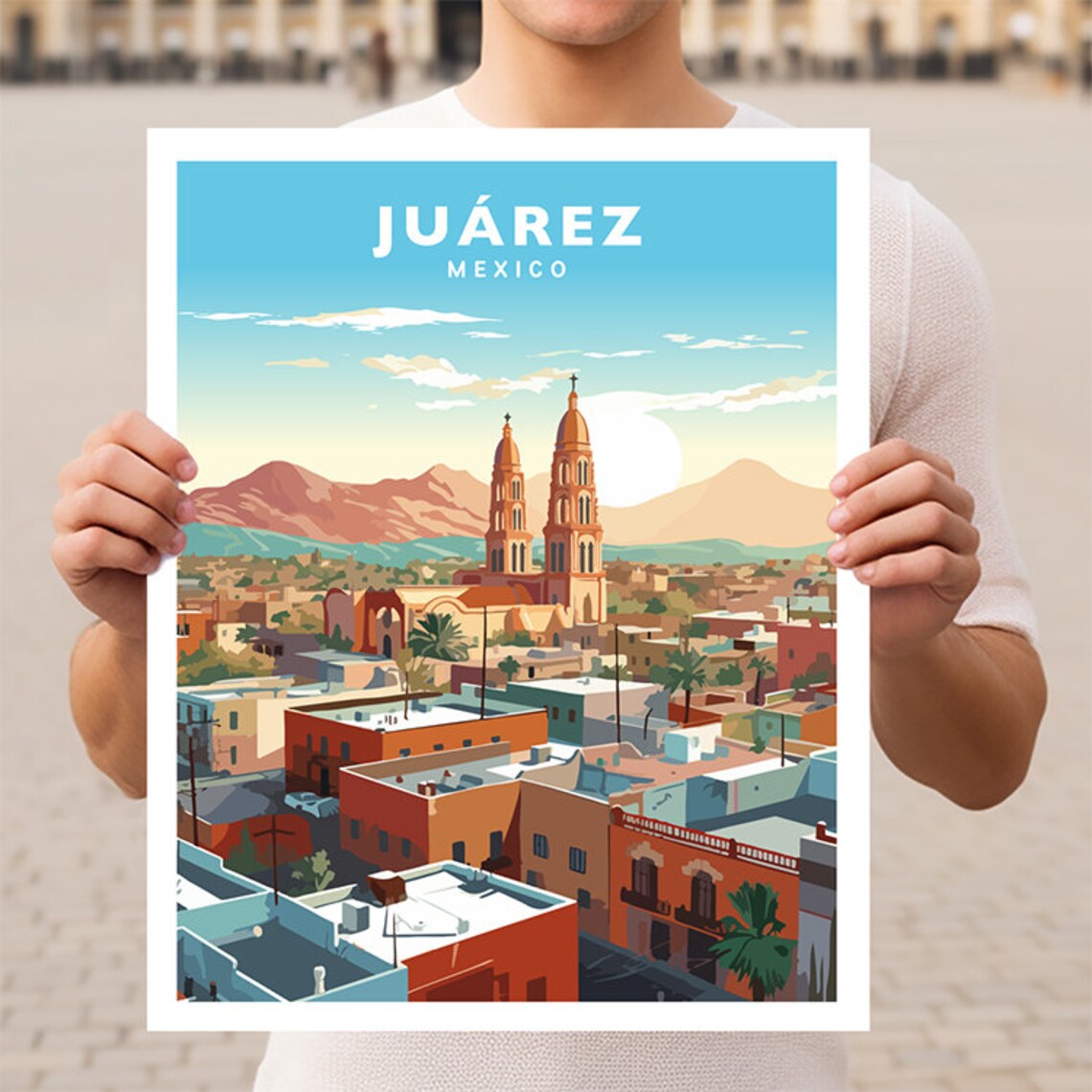 Ciudad Juarez Mexico Travel Poster, Chihuahua Art Print