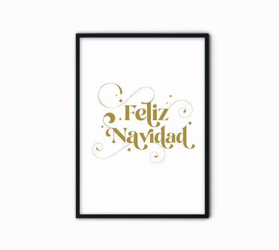 Feliz Navidad Gold Swirl Script Spanish Christmas Holiday Poster