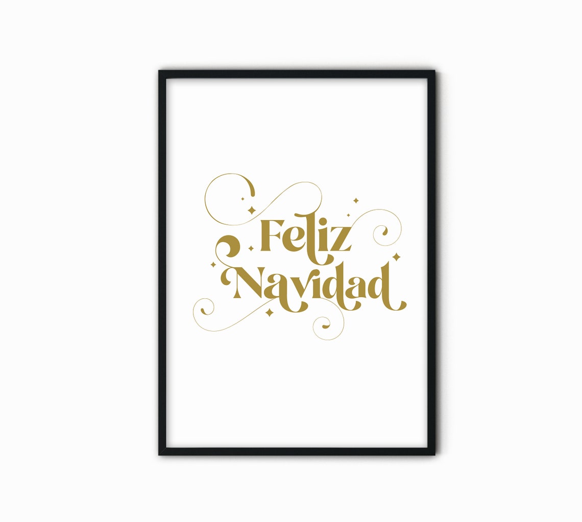 Feliz Navidad Gold Swirl Script Spanish Christmas Holiday Poster