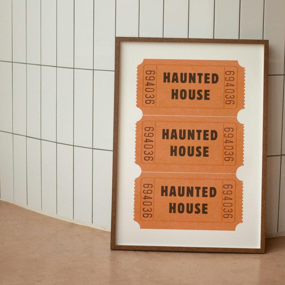Haunted House Ticket Retro Halloween Art Print