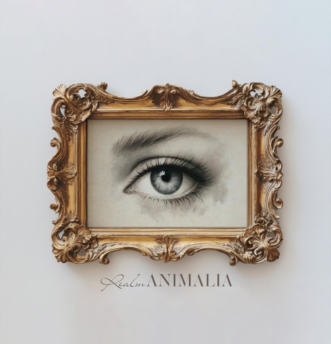 Lovers Eye Pencil Sketch Blue Grey Human Eye Moody Anatomy Art Poster - Image 2