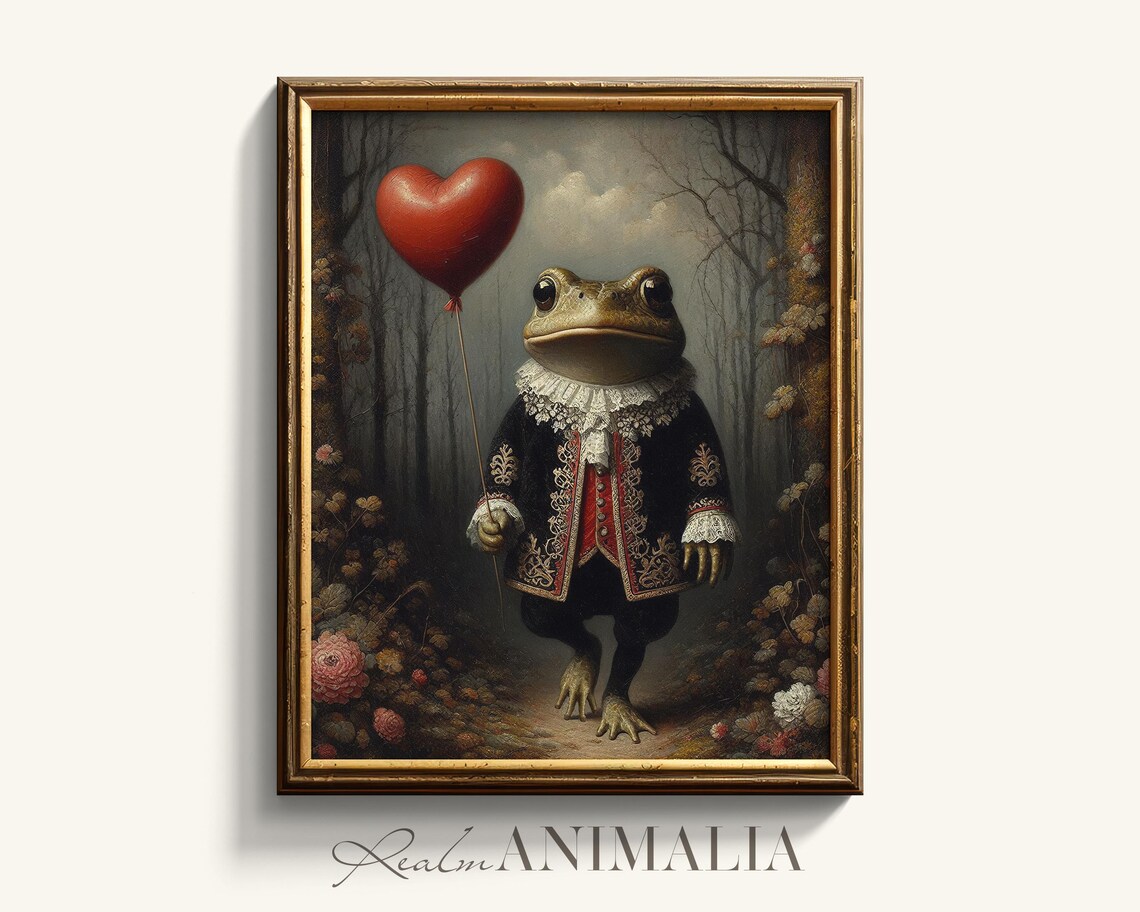 Valentine's Day Toad Art Print, Vintage Storybook - Image 4