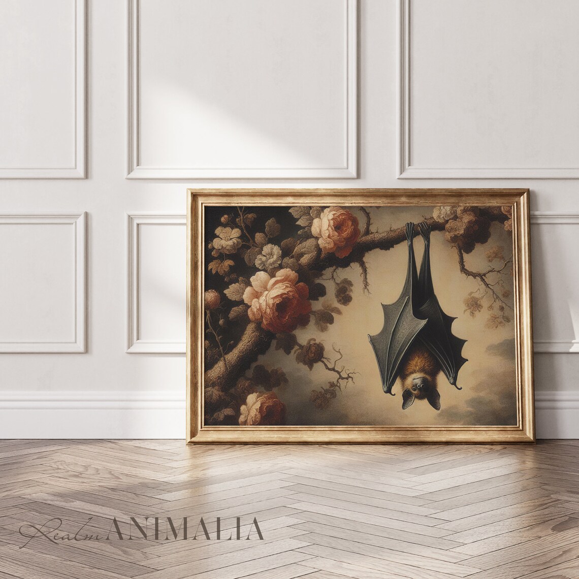 Hanging Bat Vintage Botanical Animal Art Print - Image 3